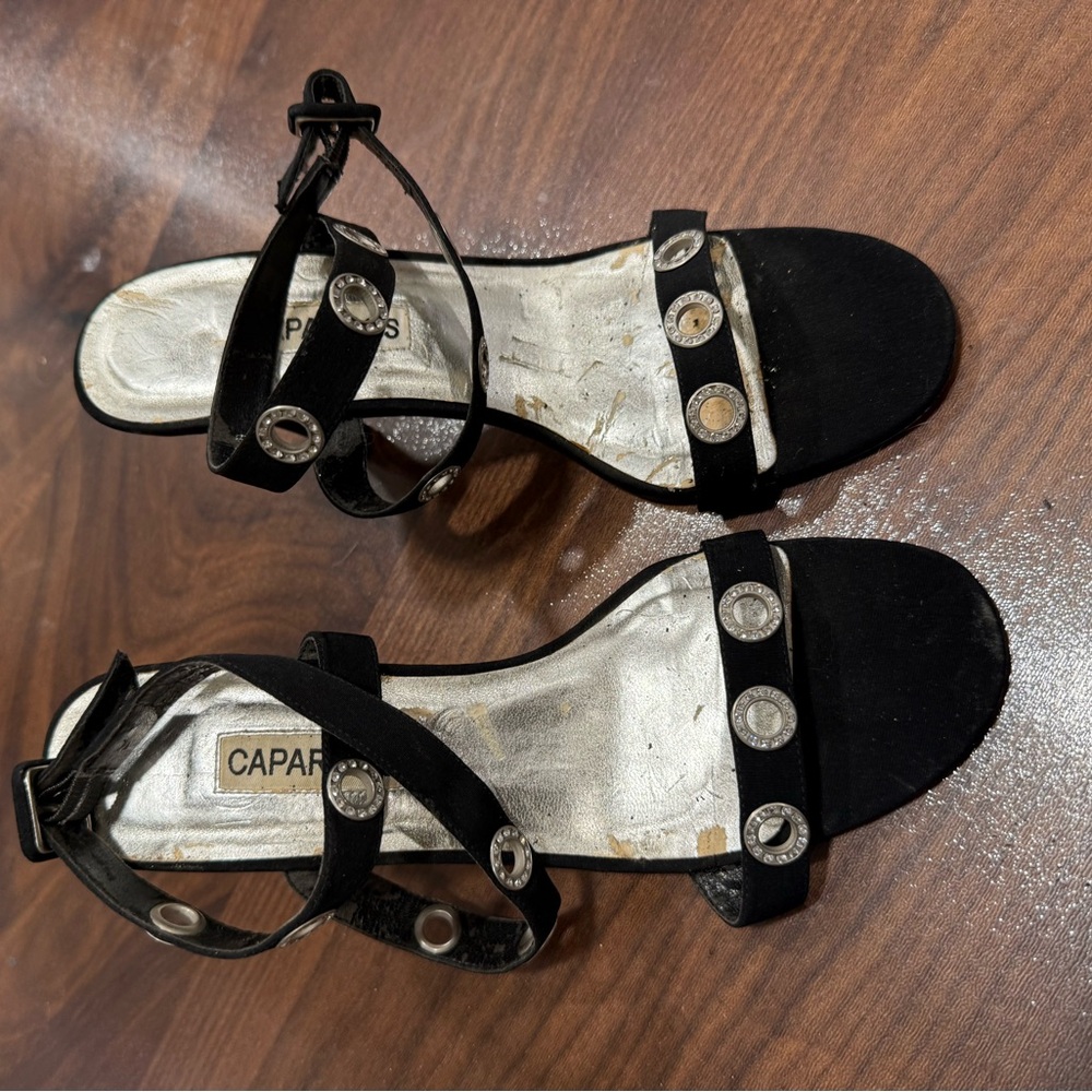 Caparros Black Sandals with Rhinestones and leather sole. 7 1/2